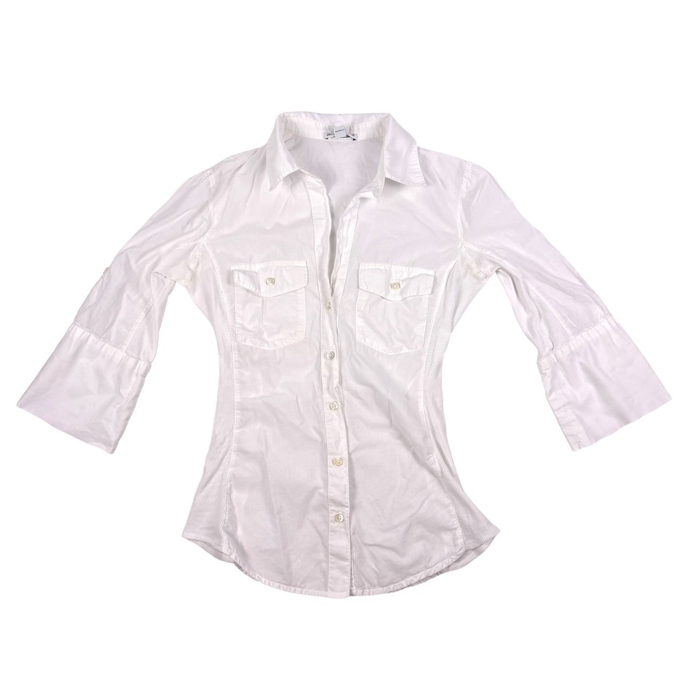 ASO Bella Swan Cullen James Perse Sheer Slub Side Panel Shirt Womens Sz 1/S Whit